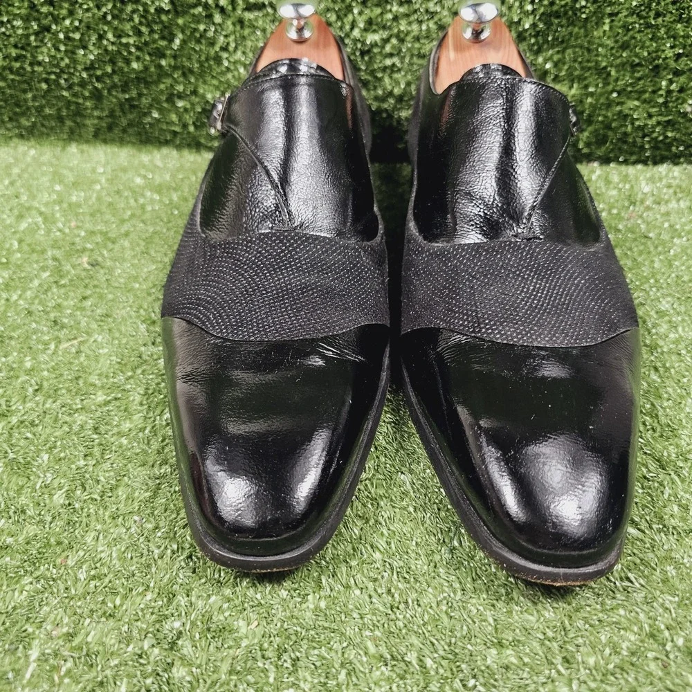 Mezlan Havre Black Leather Monk Strap Beaded Loafer Dress Shoes Mens 11